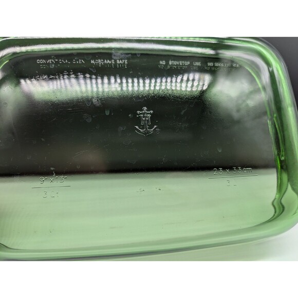 Vintage Anchor Hocking Green Glass 9x13 3Qt. Casserole Dish (US 14) EUC - Picture 5 of 5